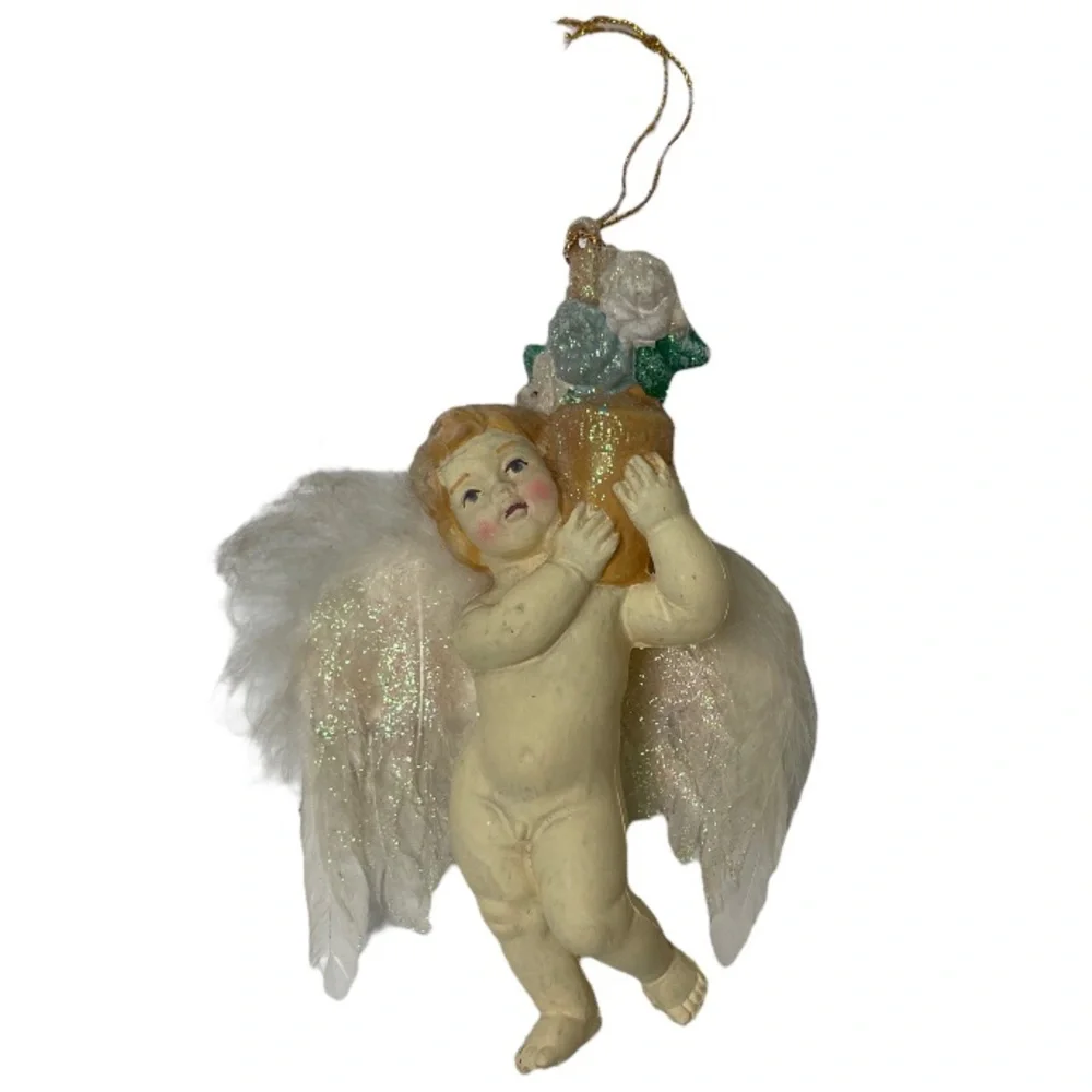Cherub Angel Victorian Old World Rare Vintage Christmas Ornaments Decorations